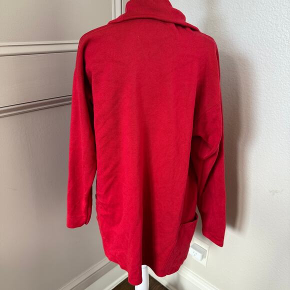 Ellen Tracy Red Wool Silk Blend Open Front Cardigan Sweater Size S Lagenlook - Picture 3 of 5